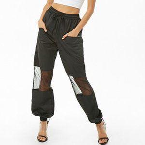 Forever 21 Sheer Mesh-Trim Wind Pant Black Size M